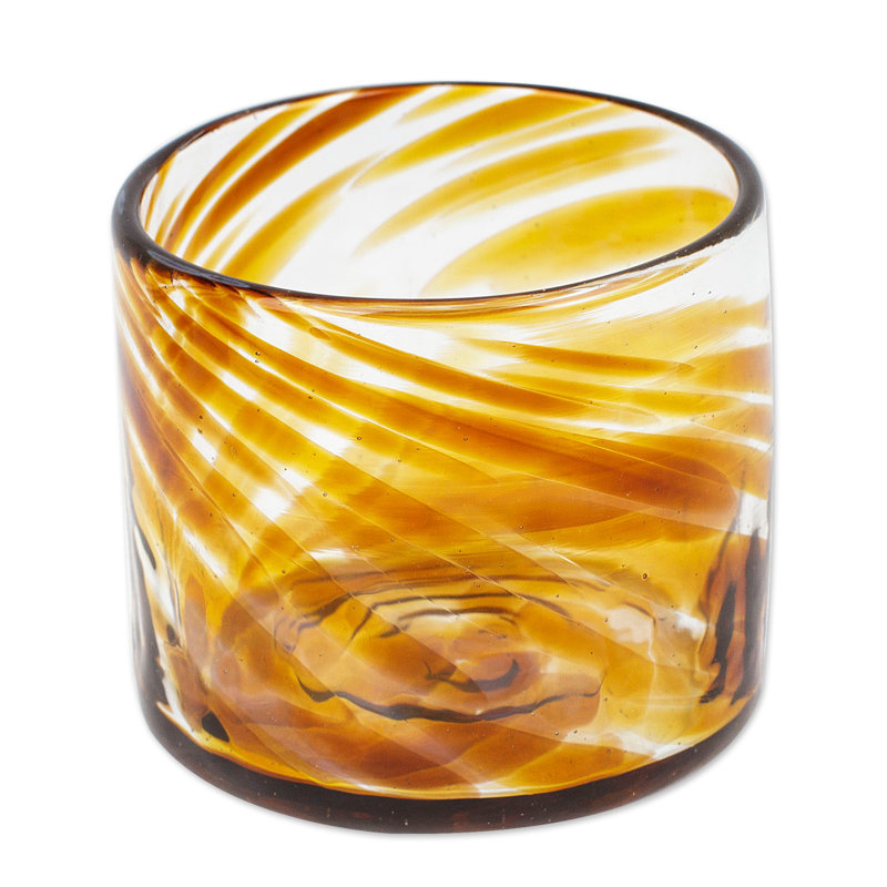 Novica Handmade Relaxation Blown Recycled Glass Juice Glasses (Set Of 4), Brown