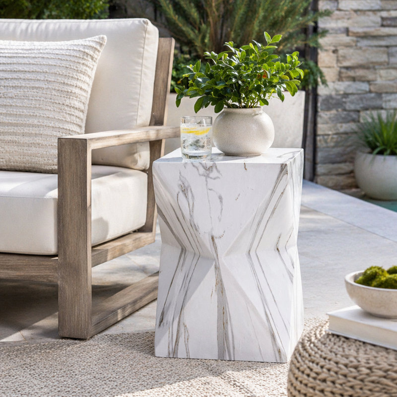 Table d'appoint 18,5 po MGO, Marbre blanc