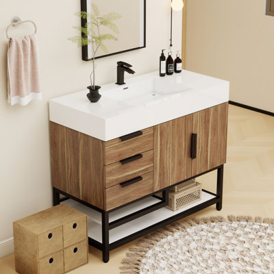 Jessica 41.5'' Single Bathroom Vanity with Stone Top