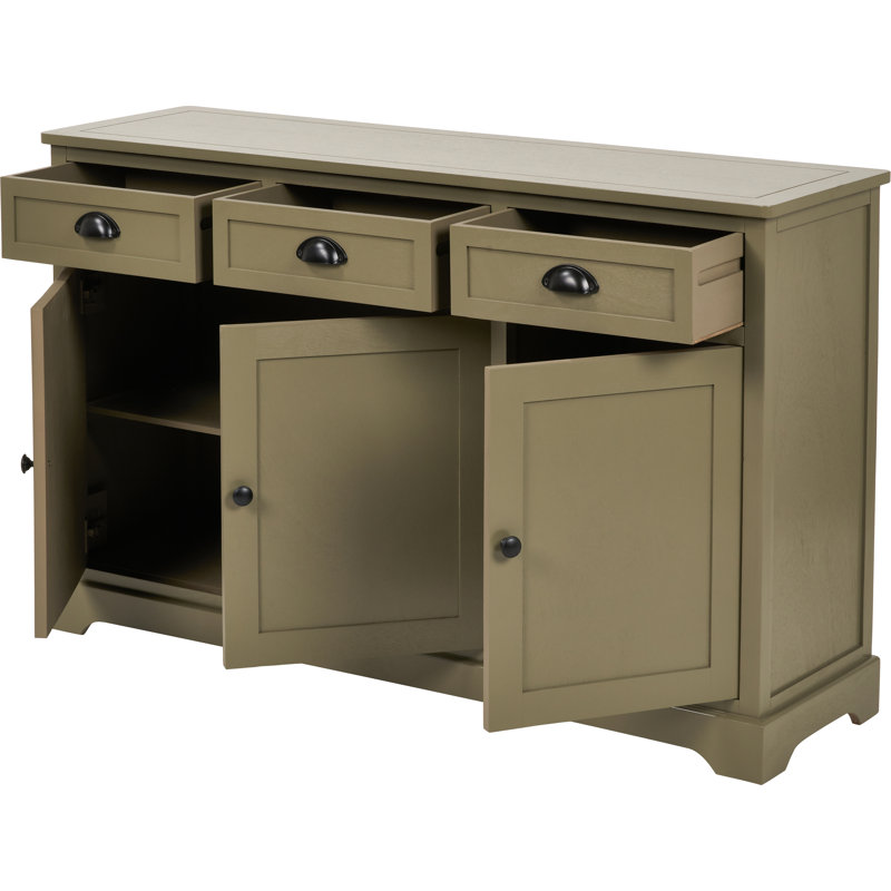 120cm W 3 - Drawer Chest of Drawers, Olive Green/Black