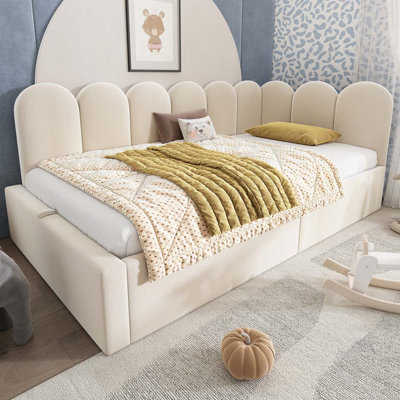 Velvet Upholstered Daybed Bed With Storage