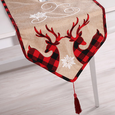 Christmas Decoration Table Runner Christmas Double Deer Tablecloth Christmas Decoration Supplies Christmas Tablecloth