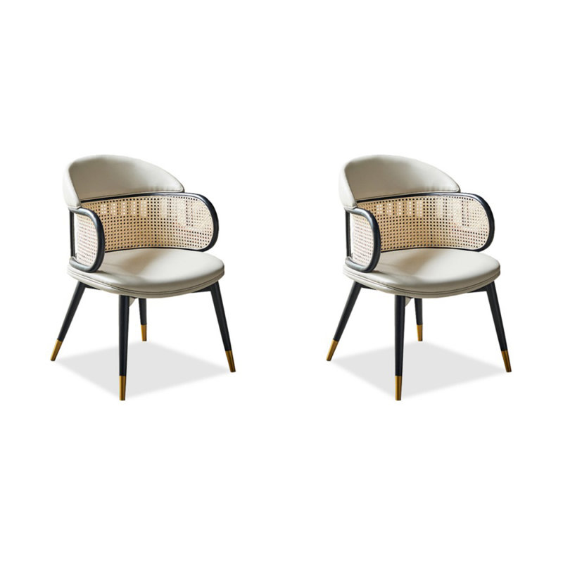 Black + White Solid back side Chair(Set of 2)