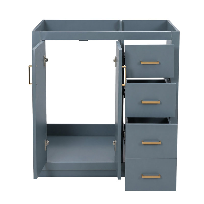 Meuble-lavabo de 36 po sans lavabo supérieur, armoire de rangement en bois massif, meuble-lavabo autoportant avec 3 tiroirs et portes à fermeture douce (NON INCLUS DANS LE BASSIN)