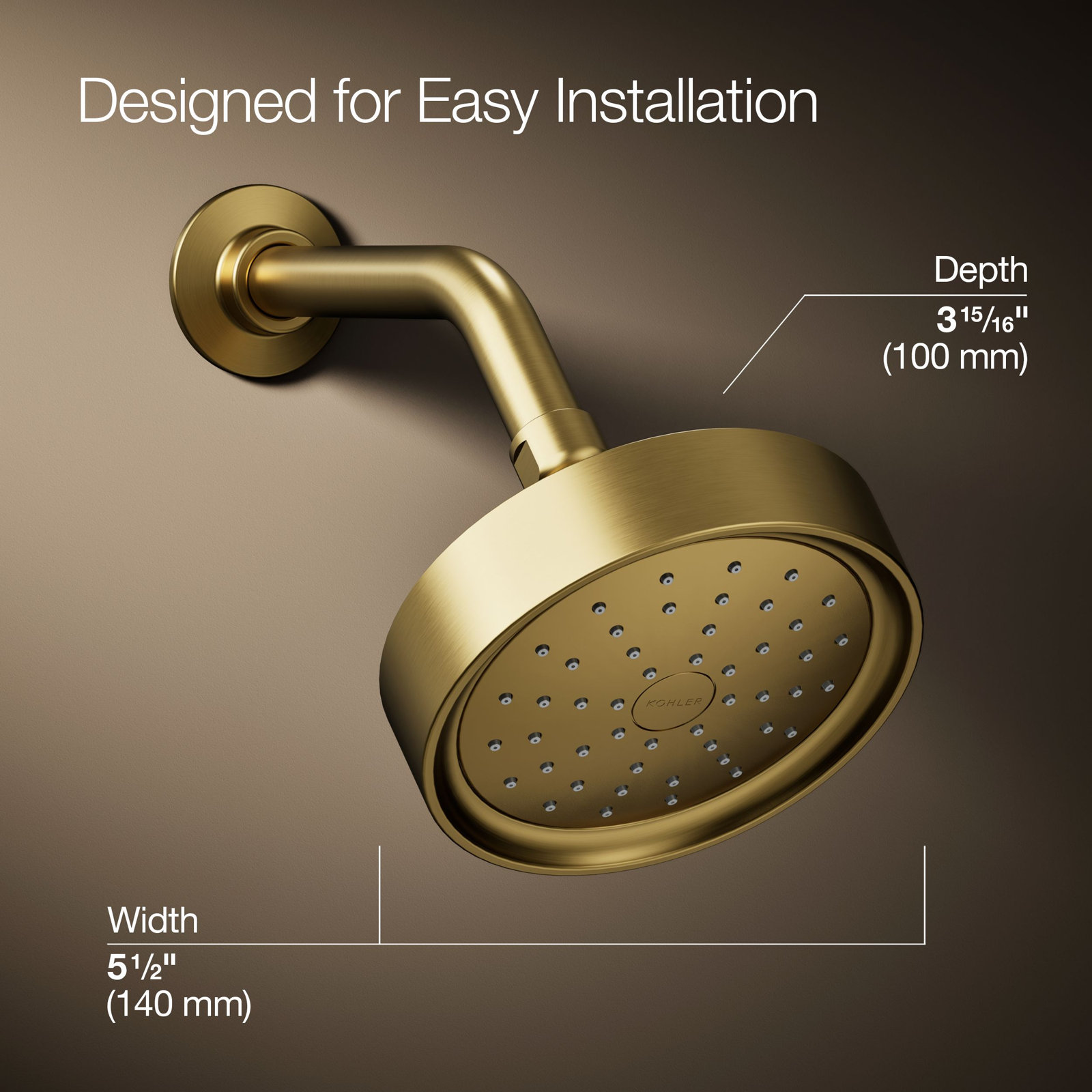 Purist 2.5 GPM Fixed Shower Head, Vibrant Brushed Moderne Brass