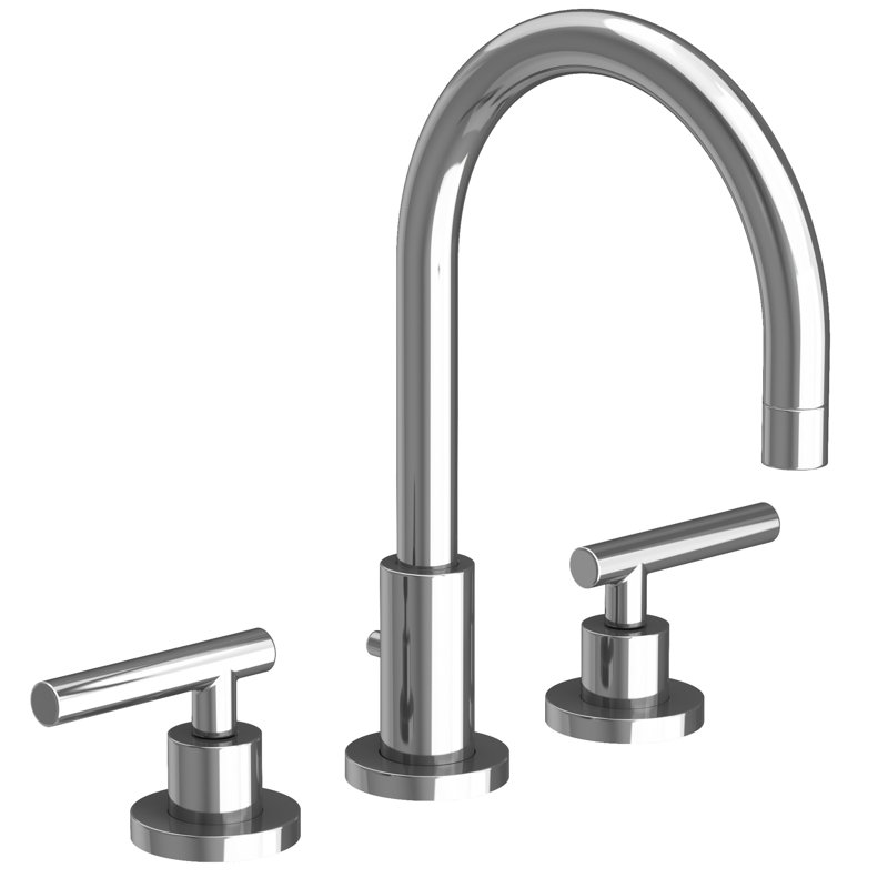 East Linear Widespread Bathroom Faucet with Drain Assembly, Polished Chrome