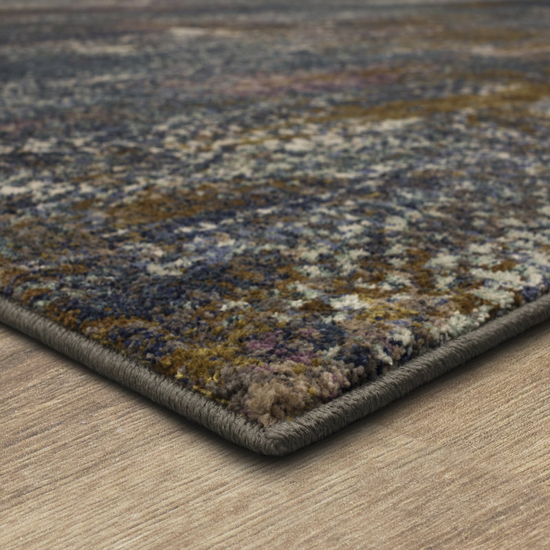 Tranquil Indigo Abstract Viscose Blend Area Rug - 5'3" x 7'10"