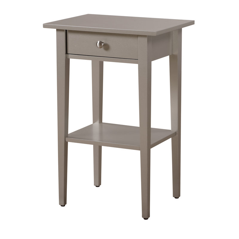 Dalton Nightstand-End Table with One Drawer Silver Chapagne, Champagne