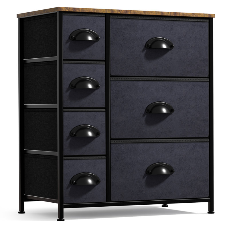 Sorbus Dresser with 7 Drawers - Storage Chest Organizer with Steel Frame, Wood Top, Handles, Fabric Bins, Wood Top
