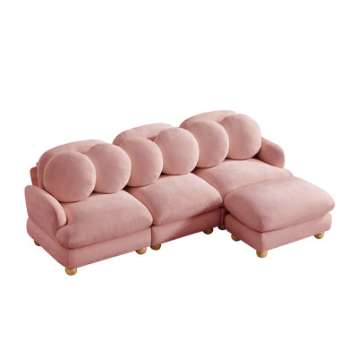 95" L-Shaped Modular Sectional Sofa With Movable Ottoman and 6 Pillows，Modern Comfy Chenille Cloud Couch 4-Seat Sofa with 24" Deep Seat For Living Room
