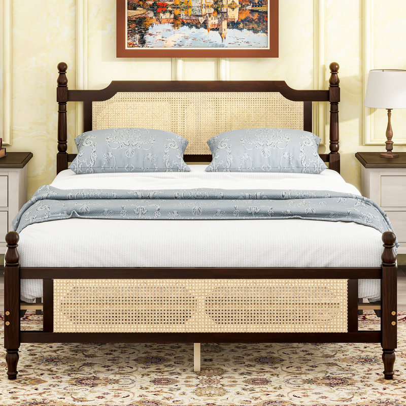 Headboard And Queen Bed, Solid Pine Wood Structure, Stable Platform -Colored Bed With - , Construction, Support