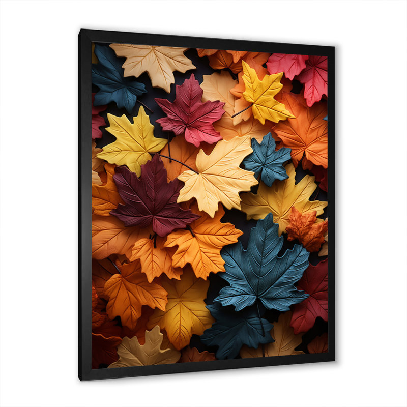 Leaves Autumn Palette Muted I " Leaves Autumn Palette Muted I ", Black Picture Framed, 20" H x 12" W x 1" D