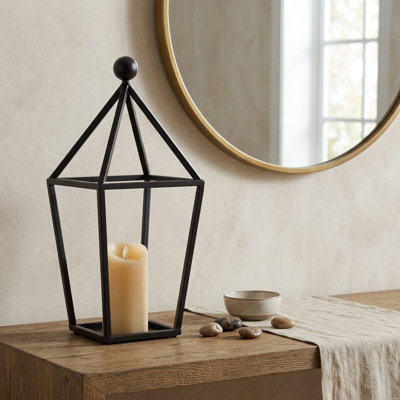 Novara Pyramid Top Metal Lantern