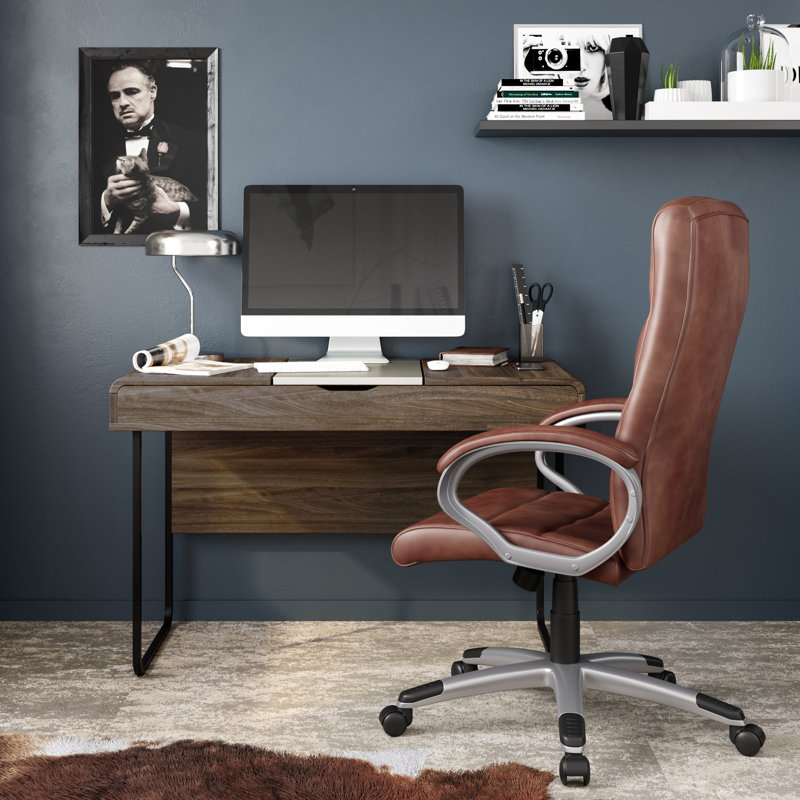 Wade Logan Hollington Genuine Leather Executive Chair, Brown