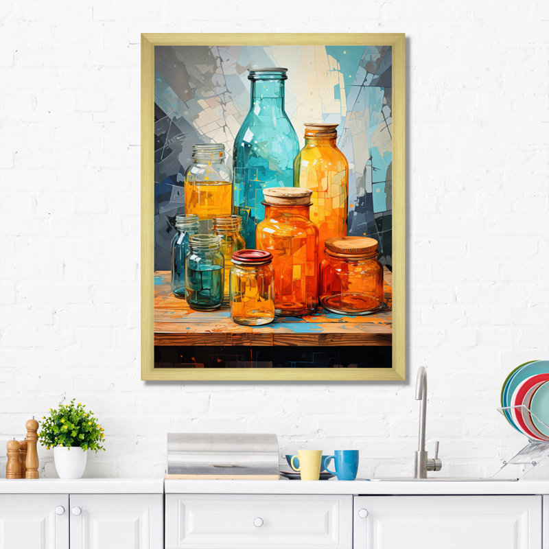 Ferdina " Food Condiments An Abstract ", Gold Picture Framed, 20" H x 12" W x 1" D
