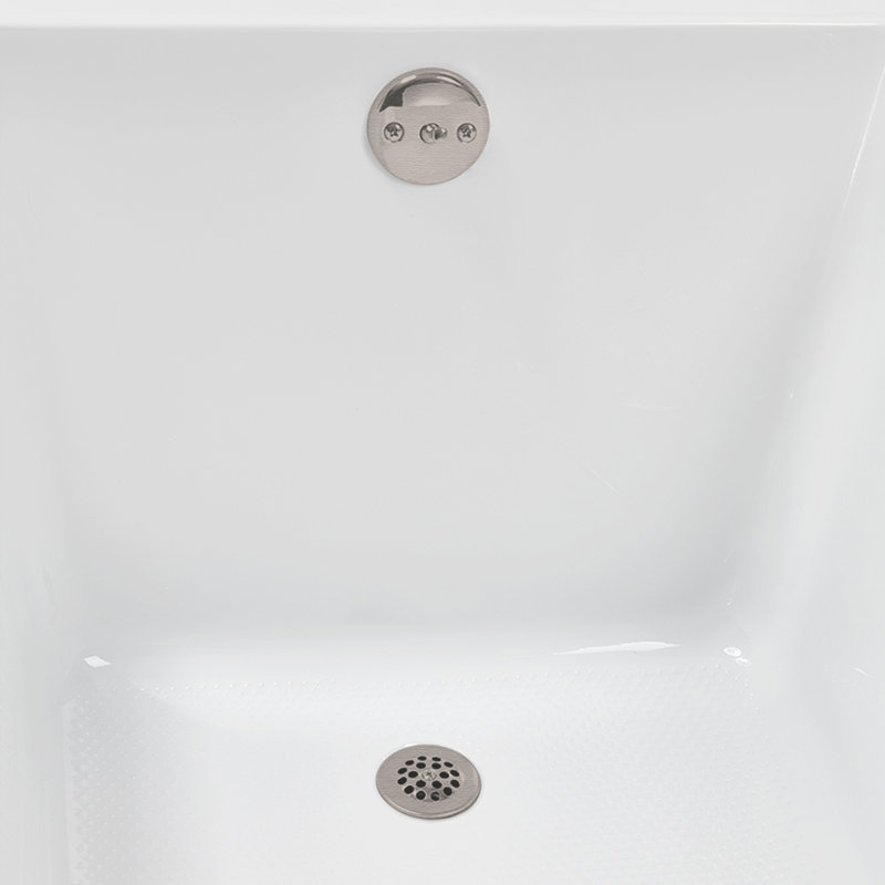 Baignoire de trempage en acrylique 60 po x 32 po, drain inclus, Nickel brossé
