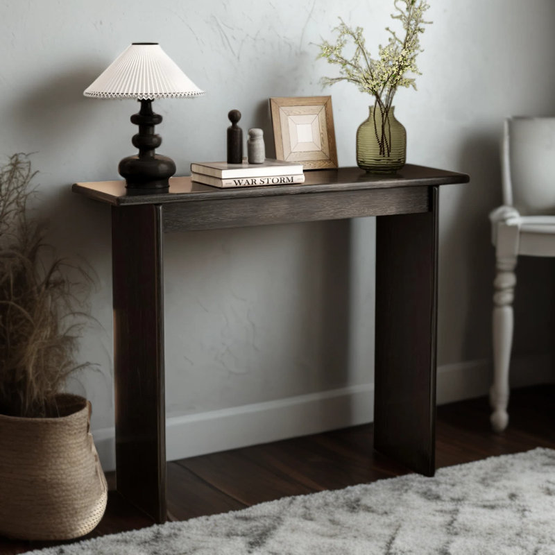 Console de style Mid-Century moderne, canapé d'entrée en bois d'hévéa massif avec profil mince, fabrication robuste pour le couloir, le salon et les espaces étroits