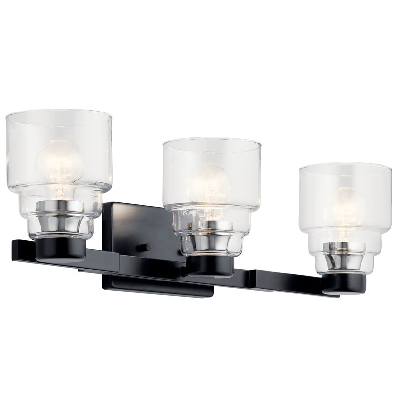Éclairage pour salle de bain 3 lumières Ariarose, Noir, Transparent