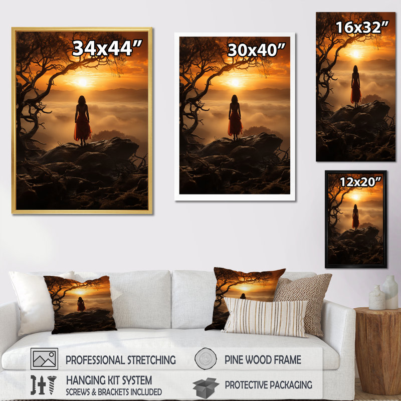 Le lever du soleil de Kortana embrassant l'aube II sur toile, Cadre photo noir, H 20 po x l 12 po x P 1 po