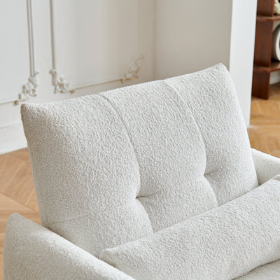Fauteuil d'appoint ergonomique robuste en bois massif touffeté, fauteuil de soutien facile à assembler avec coussin lombaire, pour les petits espaces salon chambre bureau