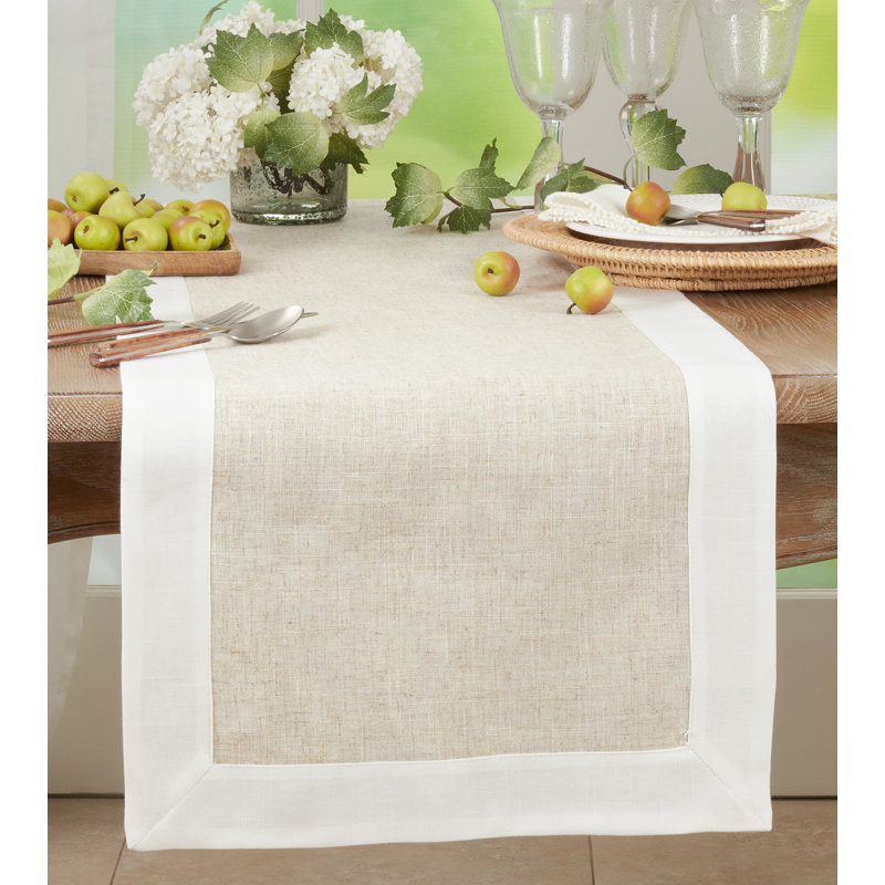 Natural and White Two Tone Polyester Table Runner