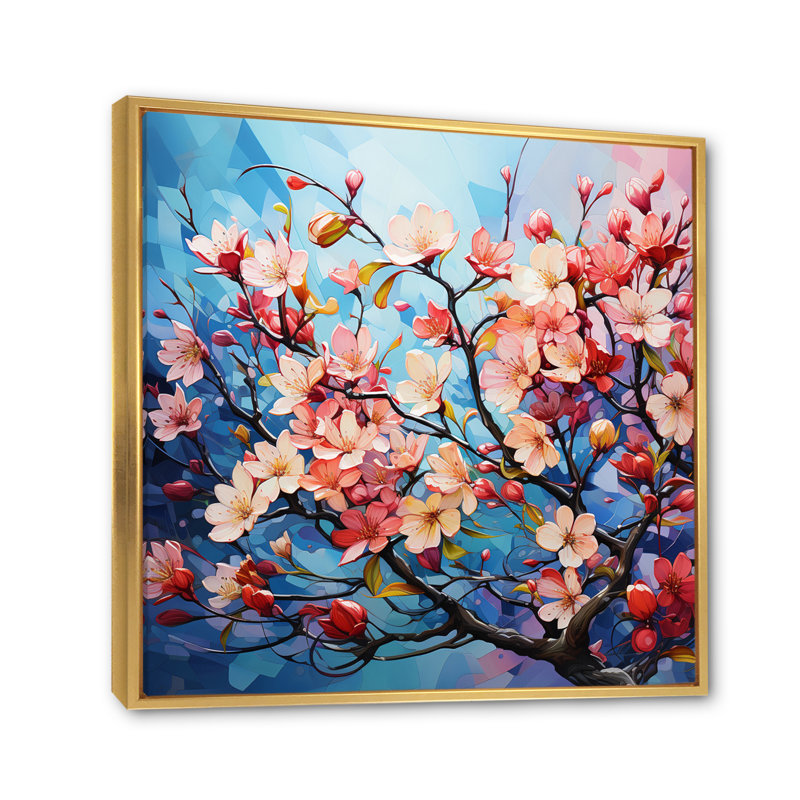 «Apple Blossom Fauvist Delight II», reproduction sur toile, H 30 po x l 30 po, Cadre flottant doré