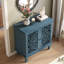 Vintage Hollow-Carved Accent Cabinet, 2-Door Display Storage Sideboard With Symmetrical Floral Design, Adjustable Shelf And Solid Wood Legs For Living Room Entryway