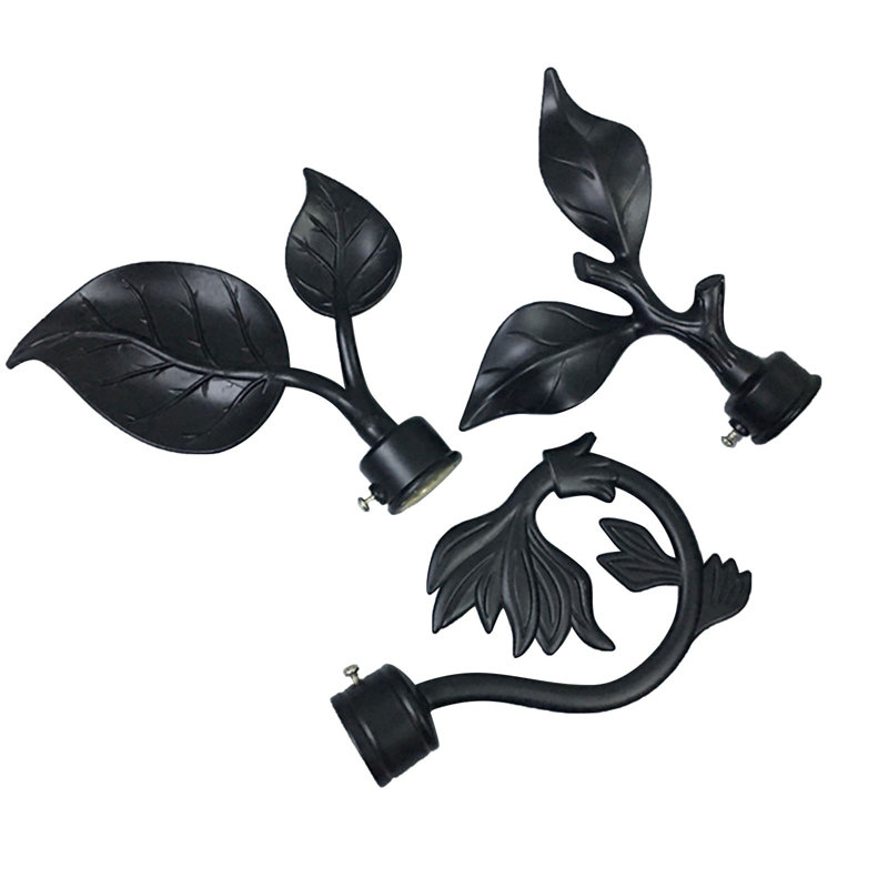 3 pièces de tringles à rideaux avec tringle à rideaux en forme de feuille