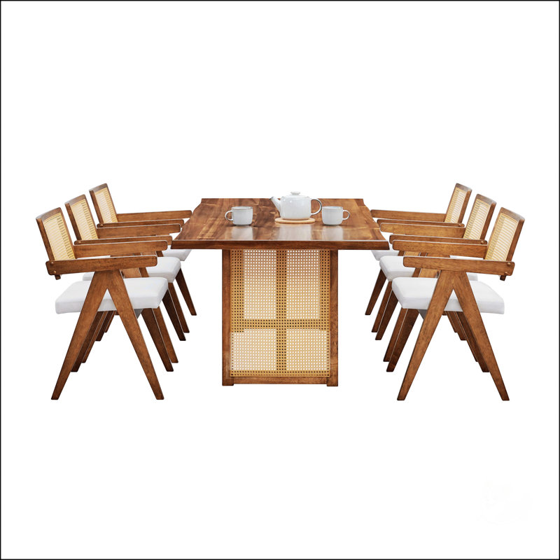 Rectangular Waves Dining Table, 29.53"H x 70.87"L x 35.43"W