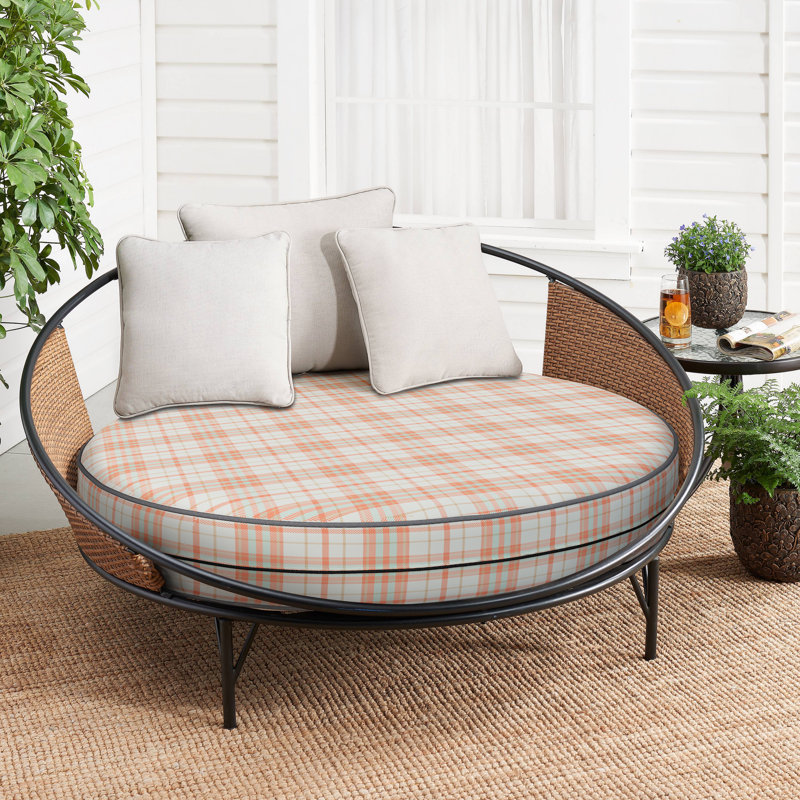 Decorative Indoor Outdoor Waterproof Round Cushion Cover, Patio UV Resistant Seat Cushion Cover, 12.7cm H x 40.6cm W