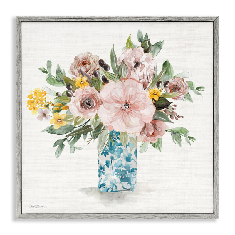 Vase d'été chinois, estampe numérique, design par Carol Robinson, H 12 po x l 12 po, Estampe numérique Farmhouse