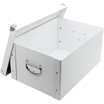 Collapsible Storage Box, Decorative Memory Box With Lid & Metal Reinforced Corners, Cardboard File Bin With Handles, Organizer Gift Box For Keepsake Toy Photos Office Nursery Wardrobe Bookshelf