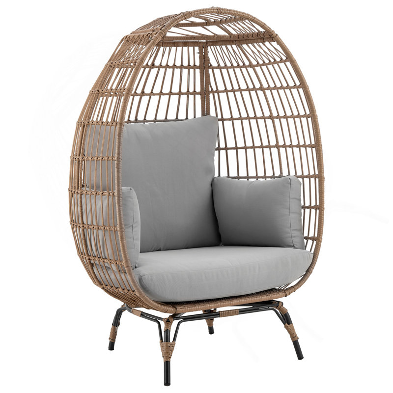 Fauteuil ovale autoportant Spezia en brun clair et gris
