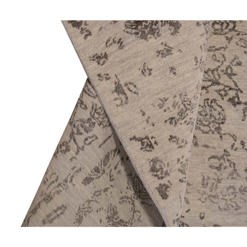 Tapis unique en laine noué à la main de haute qualité de 8 pi 1 po x 10 pi gris / noir / beige