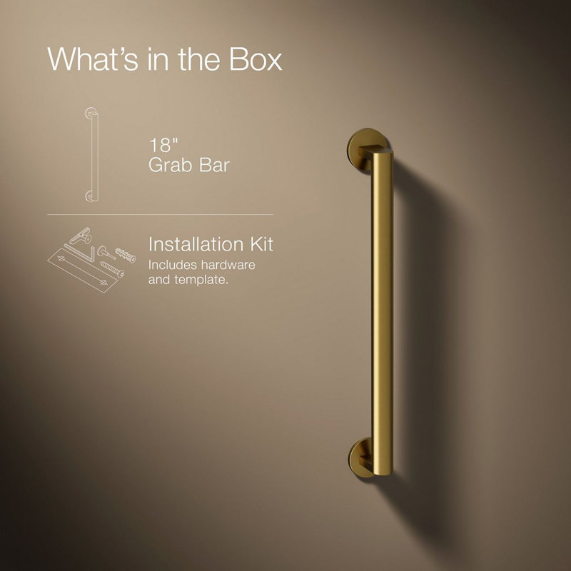 Components™ 18-In Grab Bar, 18" W, Vibrant Brushed Moderne Brass