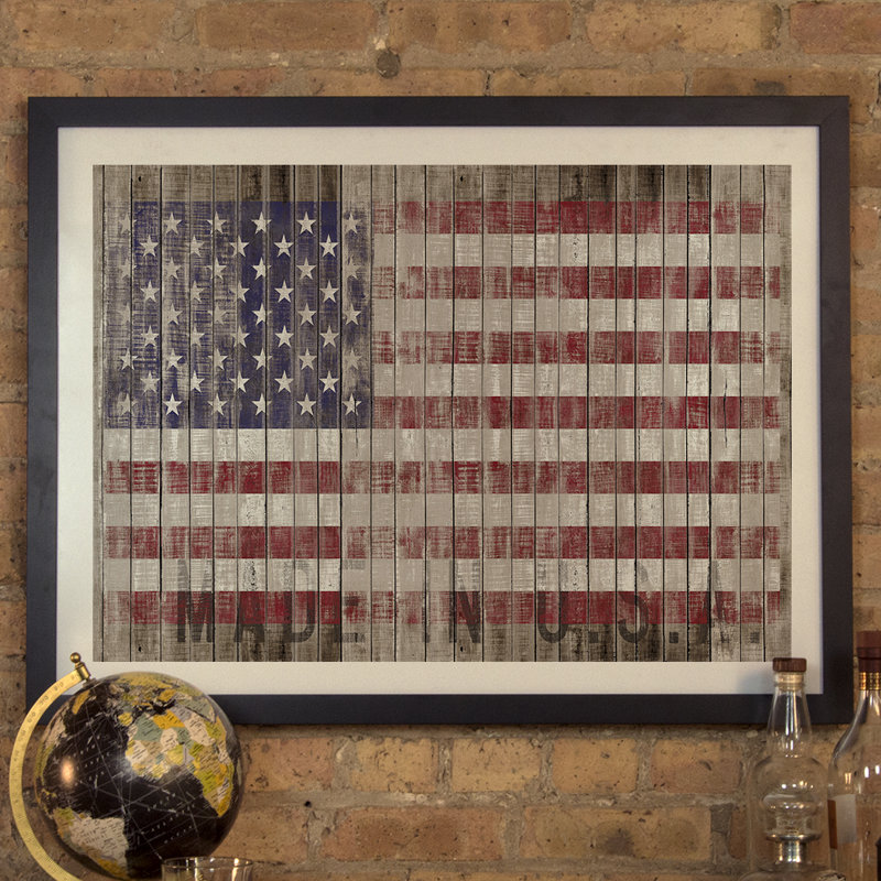 «American Flag I», impression, H 16 po x l 24 po x P 1 po, Papier encadré noir