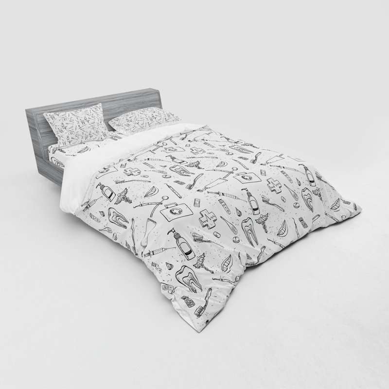 Doodle Polyester Duvet Cover, Queen Duvet Cover + 3 Additional Pieces