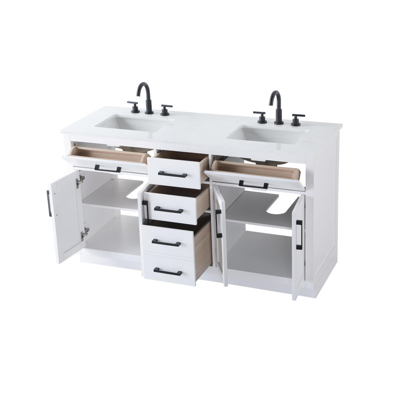 Ahner 60 inch Double Bathroom Vanity, White