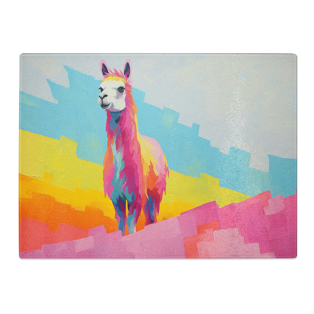 Llama Minimalism  Glass Chopping Board