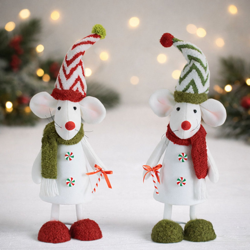 Holiday Plush Mouse Figurines
