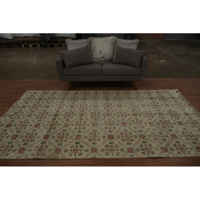 Tapis turc Anatolian floral fait à la main 6 x 10
