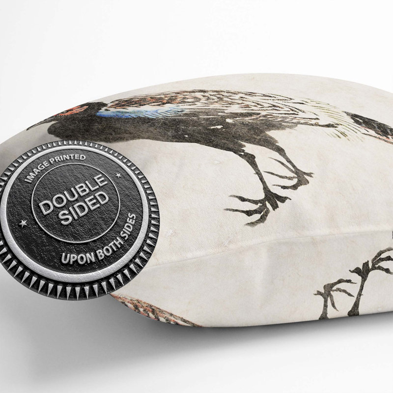 Pheasant by Kawanabe Kyosai Cushion with Filling, 55cm H x 55cm W x 20cm D