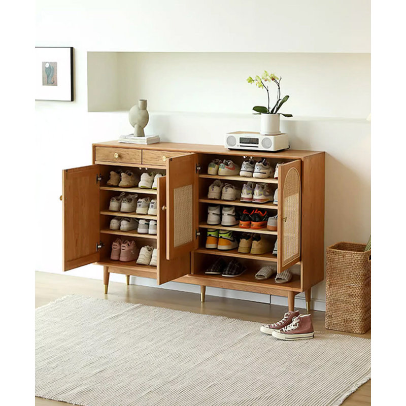 62.99" Brown Rectangular Solid Wood Shoe Storage