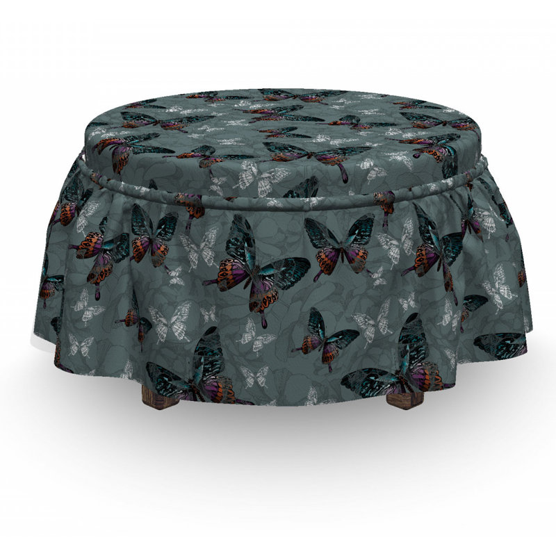 Ensemble de housse pour repose-pieds à coussins carrés 2 pièces papillon