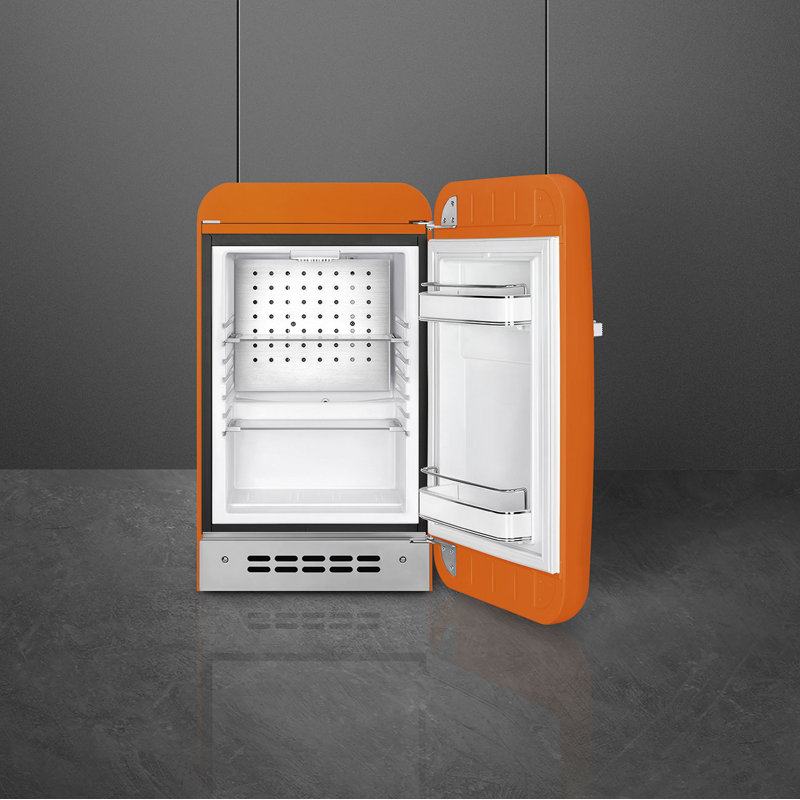 SMEG 50s Style Retro 1.2 cu. ft. Freestanding Mini Fridge, Orange, Right
