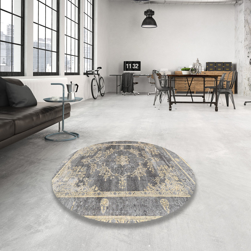 Tapis oriental gris / noir clair / beige Heinrike, Rond 6 pi