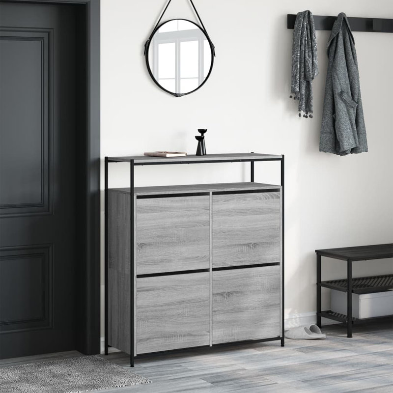 12 Pair Shoe Storage Cabinet, Grey Sonoma