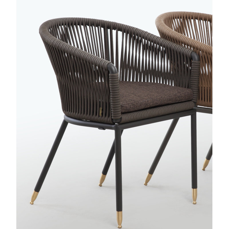 Summer Outdoor Dining Armchair, Bronze/Brass, Bronze Round Ropetek