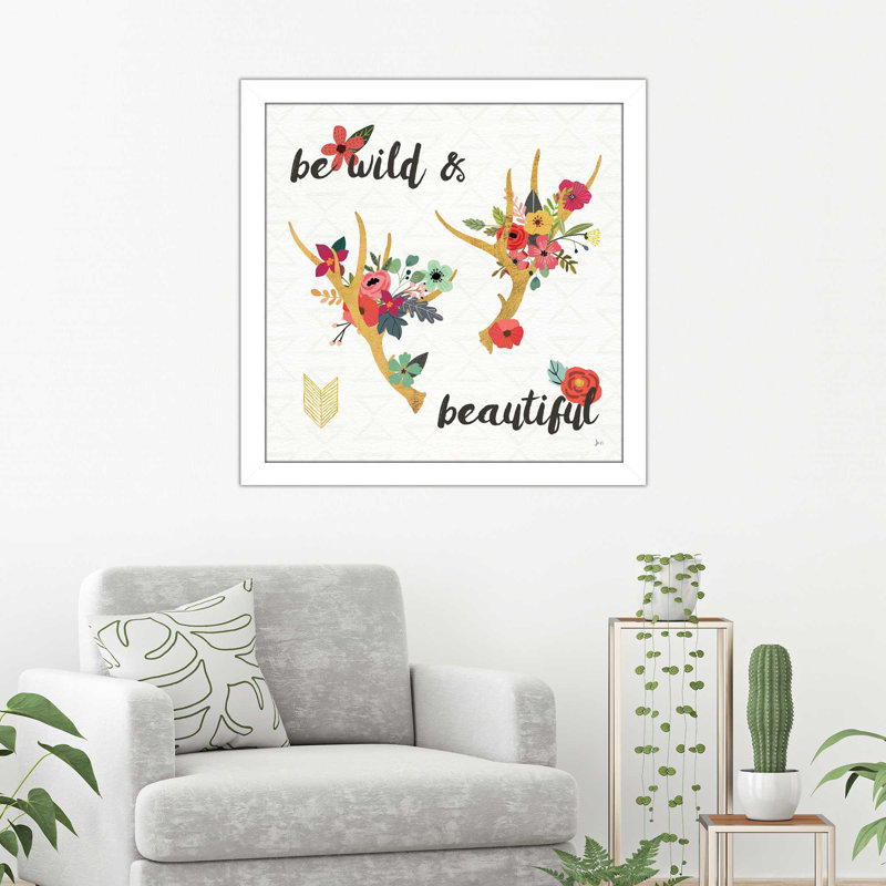 « boho beauté i », art textuel sur toile encadrée, H 21,5 po x l 21,5 po x P 0,75 po, Cadre blanc