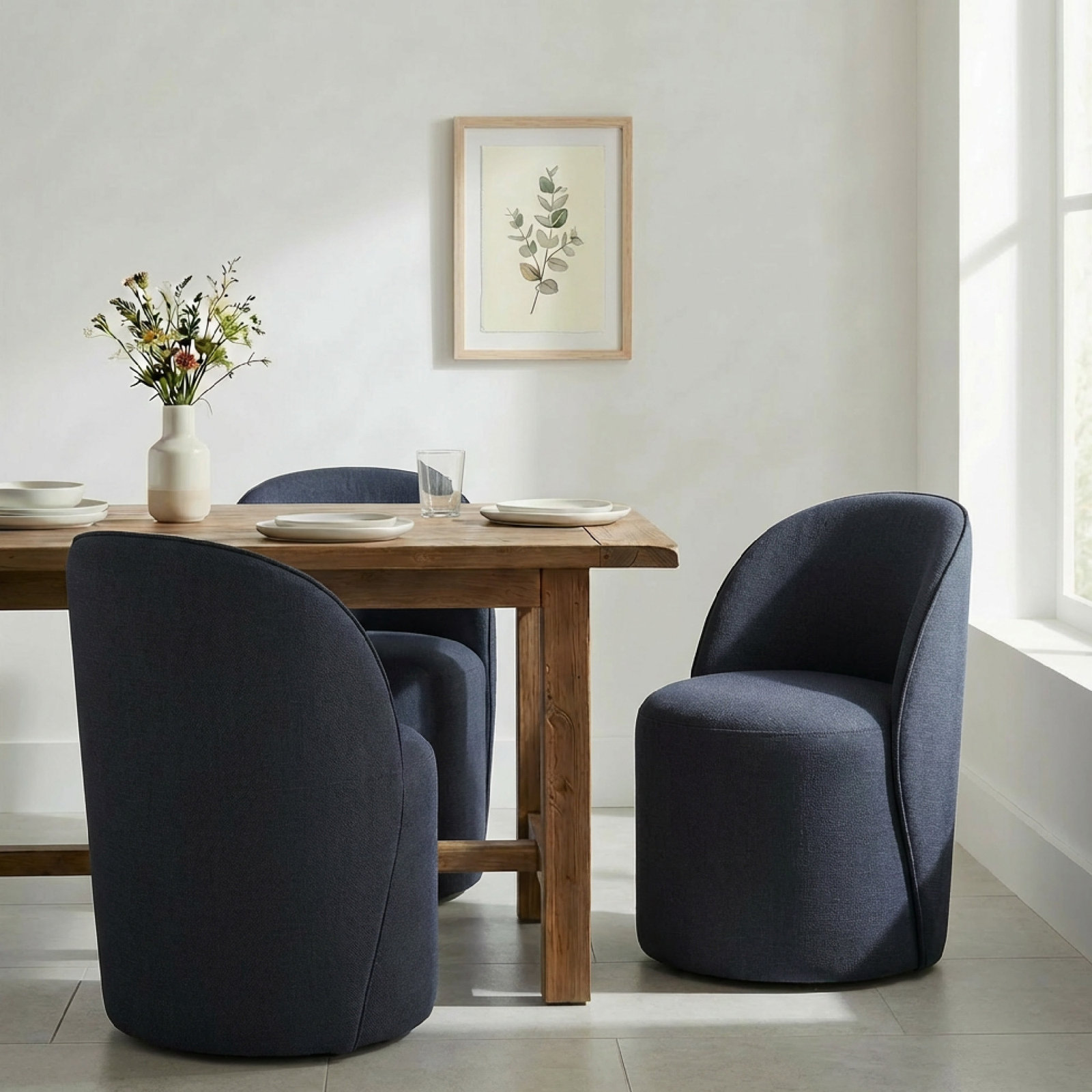 Lola Pine Dining Chair, Blue